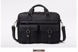 Laptop Handbag Men Genuine Leather Business Briefcase Male Retro Casual Computer Shoulder Bag