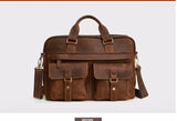 Laptop Handbag Men Genuine Leather Business Briefcase Male Retro Casual Computer Shoulder Bag