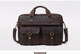Laptop Handbag Men Genuine Leather Business Briefcase Male Retro Casual Computer Shoulder Bag