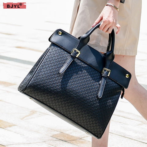 Bjyl New Genuine Leather Women Briefcase Female 14 Inch Laptop Shoulder Bag Business Handbags