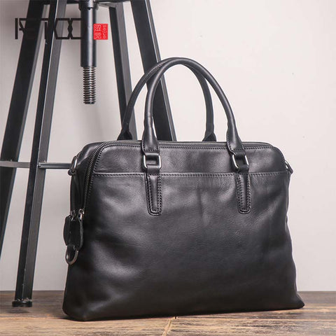 Aetoo New High Quality Briefcase Men'S Leather Laptop Bag Top Layer Leather Casual Shoulder