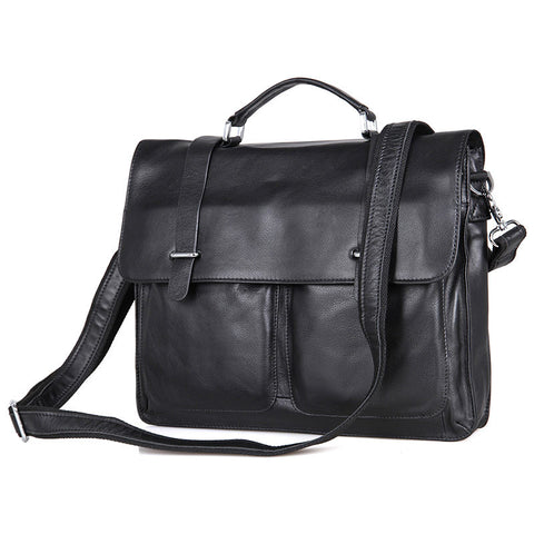 Nesitu High Quality Black Genuine Leather Men Briefcase Male Portfolio 14'' Laptop Business Man