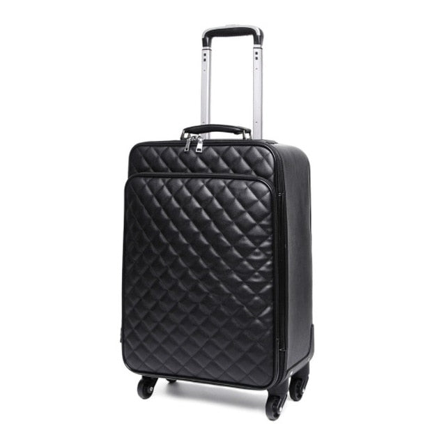 Fashion High Quality Women Spinner Rolling Luggage Set 24" Inch Lady'S Cabin Trolley Bag Leather