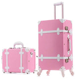 Beasumore Retro Pu Leather Rolling Luggage Set Spinner Women'S Handbag Suitcase Wheel Trolley