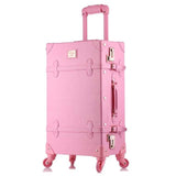 Beasumore Retro Pu Leather Rolling Luggage Set Spinner Women'S Handbag Suitcase Wheel Trolley