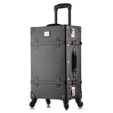 Beasumore Retro Pu Leather Rolling Luggage Set Spinner Women'S Handbag Suitcase Wheel Trolley