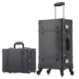 Beasumore Retro Pu Leather Rolling Luggage Set Spinner Women'S Handbag Suitcase Wheel Trolley