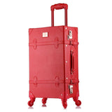 Beasumore Retro Pu Leather Rolling Luggage Set Spinner Women'S Handbag Suitcase Wheel Trolley