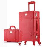 Beasumore Retro Pu Leather Rolling Luggage Set Spinner Women'S Handbag Suitcase Wheel Trolley