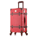 Beasumore Retro Pu Leather Rolling Luggage Set Spinner Women'S Handbag Suitcase Wheel Trolley
