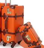 Beasumore Retro Pu Leather Rolling Luggage Set Spinner Women'S Handbag Suitcase Wheel Trolley