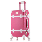Beasumore Retro Pu Leather Rolling Luggage Set Spinner Women'S Handbag Suitcase Wheel Trolley