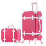 Beasumore Retro Pu Leather Rolling Luggage Set Spinner Women'S Handbag Suitcase Wheel Trolley