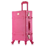 Beasumore Retro Pu Leather Rolling Luggage Set Spinner Women'S Handbag Suitcase Wheel Trolley
