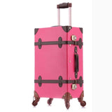 Beasumore Retro Pu Leather Rolling Luggage Set Spinner Women'S Handbag Suitcase Wheel Trolley