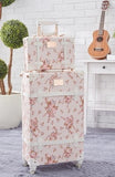 Beasumore Retro Pink Pu Leather Rolling Luggage Set Spinner Suitcase Wheel Vintage Cabin Trolley