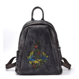 Women Genuine Leather Backpack Embossing Travel Bag Retro Brush Color Daypack Knapsack High Quality