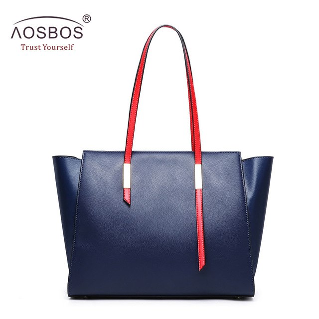 Aosbos Women Genuine Leather Large Capacity Tote Bag Fashion Casual Real Leather Shoulder Bags 2019