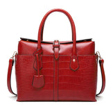 Jiessie&Angela Fashion Crocodile Pattern Handbag Single Shoulder Bag Large Capacity Women Leather