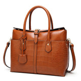 Jiessie&Angela Fashion Crocodile Pattern Handbag Single Shoulder Bag Large Capacity Women Leather