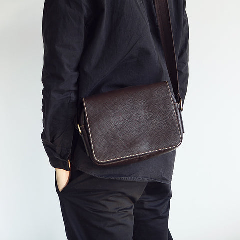Lansapce Leisure Men'S Leather Shoulder Bag Handmade Leather Messenger Bag