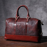 Aetoo Simple Head Cowhide Short Travel Bag Men'S Handmade Vintage Leather Hand Luggage Bag