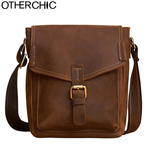 Otherchic 2017 Genuine Leather Men Bag High Quality Messenger Bags Small Travel Brown Crossbody