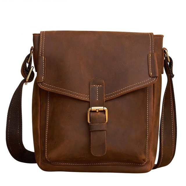 Otherchic 2017 Genuine Leather Men Bag High Quality Messenger Bags Small Travel Brown Crossbody