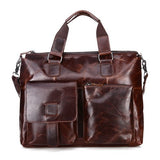 Vintage Korean Fashion Style Genuine Leather Men Handbags High Grade Oil Wax Cow Leather Shoulder
