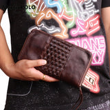 New Luxury Brand 100% Top Genuine Cowhide Leather High Quality Men Long Wallet Coin Purse Vintage