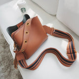 Swdf 2019 Hot Sale Ladies Bucket Bag Portable Crossbody Bag Soft Leather Wide Shoulder Strap