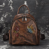 High Quality Real Cowhide Daypack Rucksack Embossing Shoulder Bags Knapsack Small Travel Bag