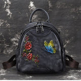 High Quality Real Cowhide Daypack Rucksack Embossing Shoulder Bags Knapsack Small Travel Bag