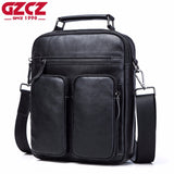 Gzcz New Genuine Leather Casual Men Bag Brand Handbag High Quality Business Casual Men'S Travel Bag