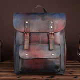 Genuine Embossed Leather Women Rucksack Travel Daypack First Layer Cowhide Knapsack Large