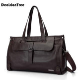 Soft Genuine Leather Men'S Luggage Bags Casual Travel Duffel Bags Cow Leather Men'S Large
