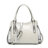 Aosbos Women Genuine Leather Patchwork Tote Bag Fashion Casual Tassel Real Leather Shoulder Bags