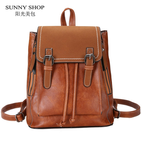 Vintage Pu Leather Backpack Female 2018 Small Bagpack Brand Designer School Backpack With Flap