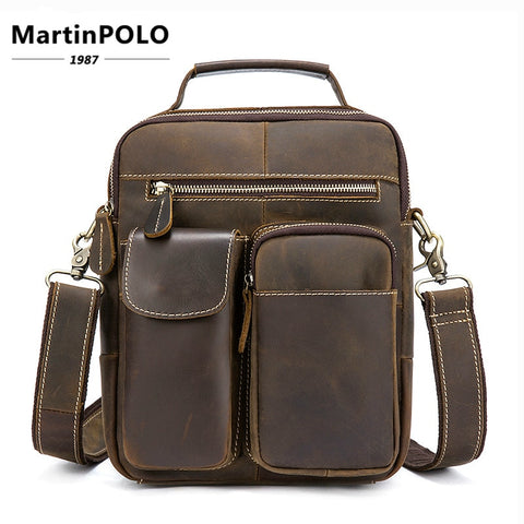 Vintage Crazy Horse Genuine Leather Bag Men Messenger Bags Small Shoulder Crossbody Bags Men Bag