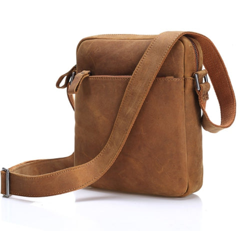 Men'S Shoulder Bag Soft Genuine Leather  Handbag Men Messenger Bag Man Casual Vertical Crossbody