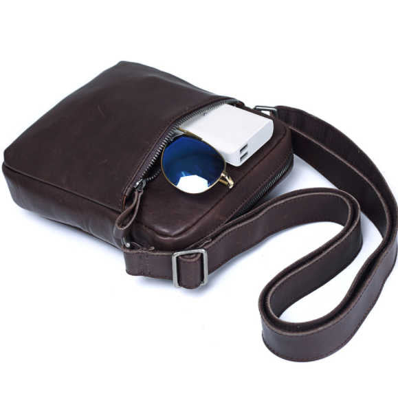 Men'S Shoulder Bag Soft Genuine Leather  Handbag Men Messenger Bag Man Casual Vertical Crossbody