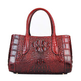 Genuine Leather Women Shoulder Messenger Top Handle Bag Oil Wax Cowhide Crocodile Pattern Casual