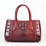 Genuine Leather Women Shoulder Messenger Top Handle Bag Oil Wax Cowhide Crocodile Pattern Casual