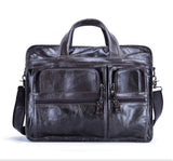 New Cowhide Men Briefcases Genuine Leather Handbag Vintage Laptop Briefcase Messenger Shoulder Bags