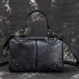 Real Cowhide Messenger Shoulder Travel Bags Brush Color Retro Tote Handbag High Quality Women