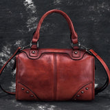 Real Cowhide Messenger Shoulder Travel Bags Brush Color Retro Tote Handbag High Quality Women