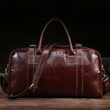 Men Top Quality Genuine Leather Business Top Handle Bag Large Capacity Handbag Oil Wax Cowhide
