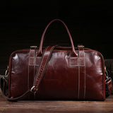 Men Top Quality Genuine Leather Business Top Handle Bag Large Capacity Handbag Oil Wax Cowhide