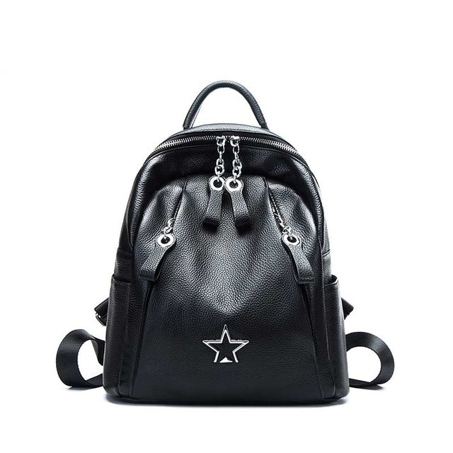 Women Casual Backpacks For Teenage Cow Genuine Leather Korean Ladies Knapsack Famous Brand High