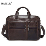 Baillr Brand High Quality Genuine Leather Tote For Men Business Briefcase Luxury Design Cross